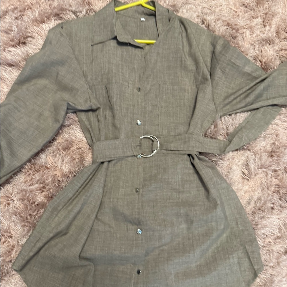 Elegant Brown Belted Dress